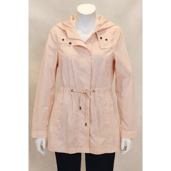 Merona Women’s Pink Hooded Jacket Small Petite Water-Resistant Drawstring - Picture 1 of 14